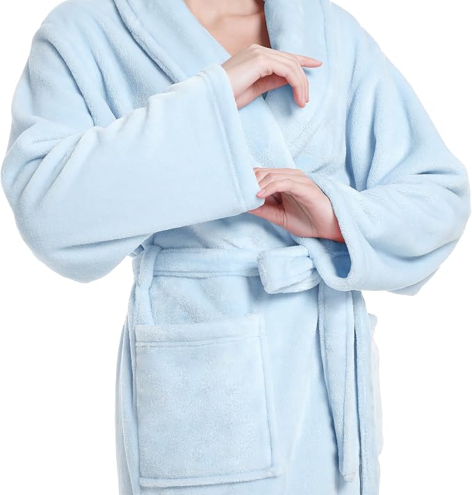 Fluffy Soft Robes for Women, Warm Fleece Womens Robe, Cozy Bathrobe | Plush Bathrobe for Women, Long Fuzzy Lightweight Bath Robe with Pockets for Shower Spa Hotel House Pool