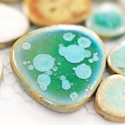 Turquoise Ceramic Pebble Mosaic Tile Sheet Shower Floor Backsplash 10 Sq Ft | Crystal Glazed Porcelain, River Stone Look, Water Resistant for Bathroom Decor, Fireplace Surround and Accent Walls