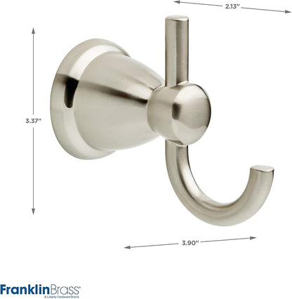 Franklin Brass Kinla 5-Piece Bathroom Set Satin Nickel 18" and 24" Towel Bar Racks, Toilet Paper Holder, Ring, Hook KIN5PC-SN