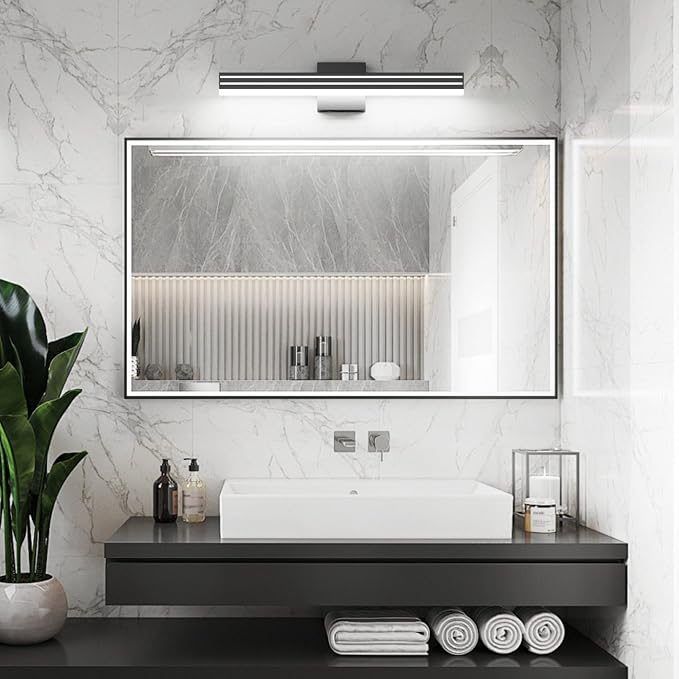 Ralbay Black Vanity Light 5 Color Temperature Dimmable LED Modern Bathroom Vanity Light Bar 24inch 24W Acrylic Matte Black Bathroom Wall Lighting Fixtures Over Mirror