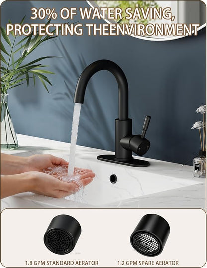 Bathroom Faucets, Bar Sink Faucet Single Hole for Bathroom Kitchen Campers with Pop-Up Drain Hose, Suitable for Farmhouse Vanity Lavatory