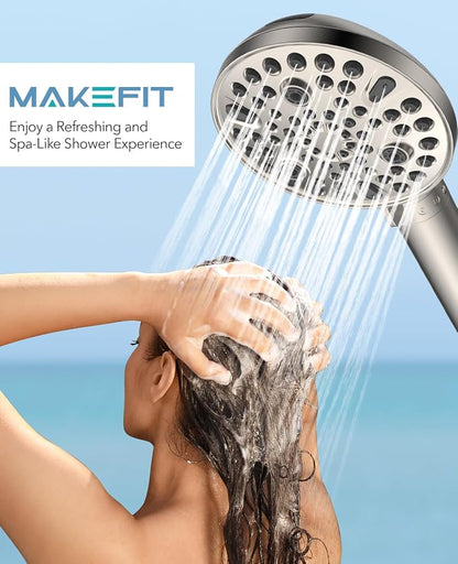 MakeFit Filtered Shower Head with Handheld-10 Modes High Pressure Showerhead with Built-in Power Wash,Long 71-inch Hose & Adjustable Bracket, Water Softener Filter Beads for Hard Water-Remove Chlorine