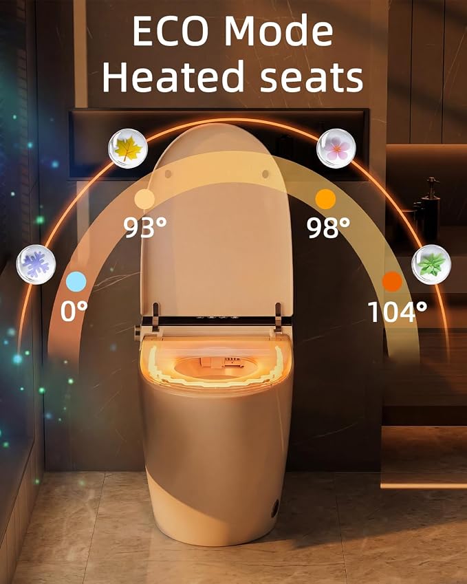 TOTTE Smart Toilet with Bidet, Auto Open/Close Lid, Bidet Toilet with Powerful Flush, Instant Warm Water, Elongated Smart Toilet with Heated Seat, Dryer, Modern Bathroom Toilets with Deodorization