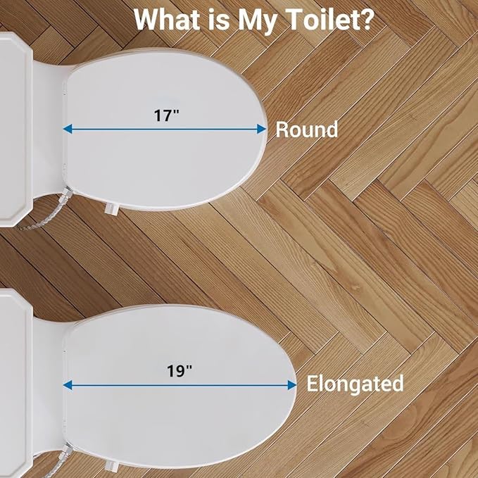 Senfot Round Bidet Toilet Seat, Self Cleaning Dual Nozzles, Adjustable Spray Pressure and Position, Non-Electric Bidet Toilet Seat with Quiet-Close, Easy Installation, White