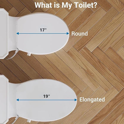 Senfot Round Bidet Toilet Seat, Self Cleaning Dual Nozzles, Adjustable Spray Pressure and Position, Non-Electric Bidet Toilet Seat with Quiet-Close, Easy Installation, White
