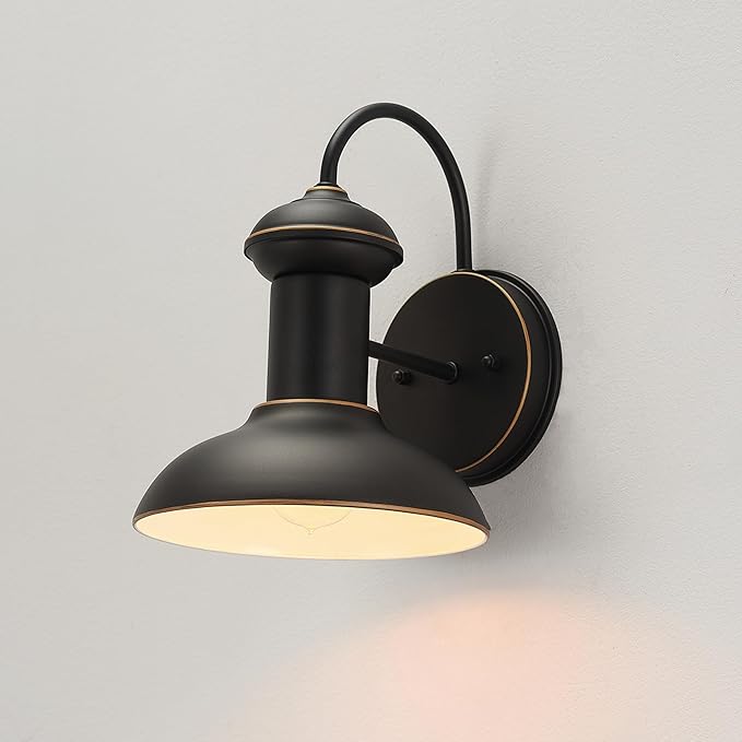 Globe Electric 40190 1-Light Indoor/Outdoor Wall Sconce, Oil Rubbed Bronze, Wall Lighting, Wall Lamp Dimmable, Kitchen Sconces Wall Lighting, Porch Light, Patio Décor, Bulb Not Included