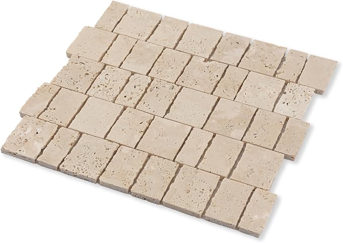 2×3 Inch Piano Travertine Marble Mosaic Tile for Wall Floor, 5 Sheets | Water & Heat Resistant Honed Marble Backsplash Tiles for Kitchen Bathroom Fireplace Surround Durable Unique Veins 4.5SQFT