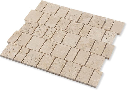 2×3 Inch Piano Travertine Marble Mosaic Tile for Wall Floor, 5 Sheets | Water & Heat Resistant Honed Marble Backsplash Tiles for Kitchen Bathroom Fireplace Surround Durable Unique Veins 4.5SQFT