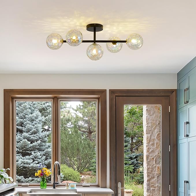 Black Bathroom Vanity Light Fixtures: Modern Wall Scones With Stained Glass Shades - Globe Makeup Lighting Fixture over Mirror - Brass Ball Powder Room Vanities Lights for Bathroom Bulbs not Included