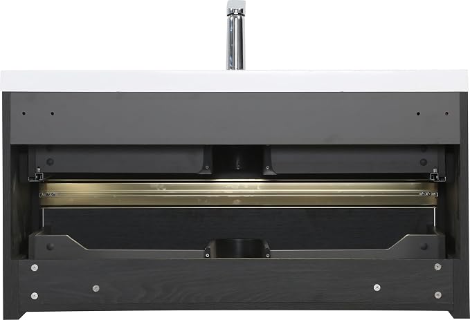 42" Floating Bathroom Vanity with Sink, Wall-Mounted Bathroom Storage Vanity Cabinet with Resin Top Basin and Soft Close Drawers, Fully Assembled, Espresso Wood