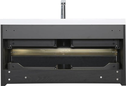 42" Floating Bathroom Vanity with Sink, Wall-Mounted Bathroom Storage Vanity Cabinet with Resin Top Basin and Soft Close Drawers, Fully Assembled, Espresso Wood