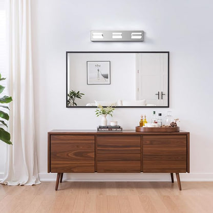 Bathroom Lighting Fixtures Over Mirror, 3 Light Silver Vanity Light | Cool White, 5000K, Modern Vanity Wall Lights for Bath, Dressing Room, Restroom, 21.6 inch