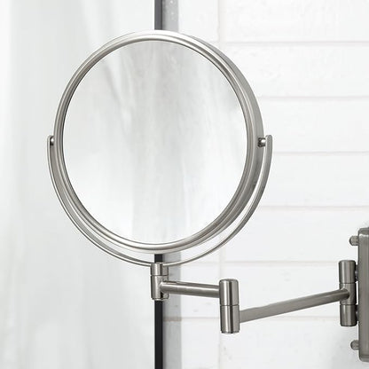 Jerdon Wall-Mounted Magnifying Mirror - Bathroom Makeup Mirror with 8X Magnification - 8-Inch Diameter - Nickel Finish - Model JP7808N