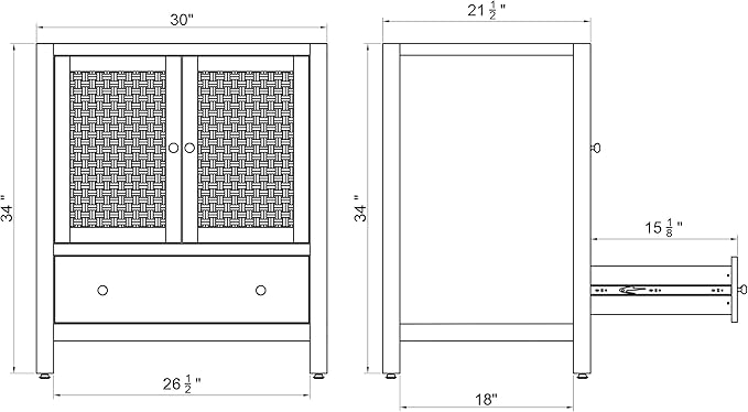 Alaterre Furniture Lucca Bathroom Vanity - Freestanding Cabinet Without Sink - 30 Inch Small Wood Bathroom Vanity with Large Drawer and Soft-Close Doors - Under Sink Cabinet Only (Natural)