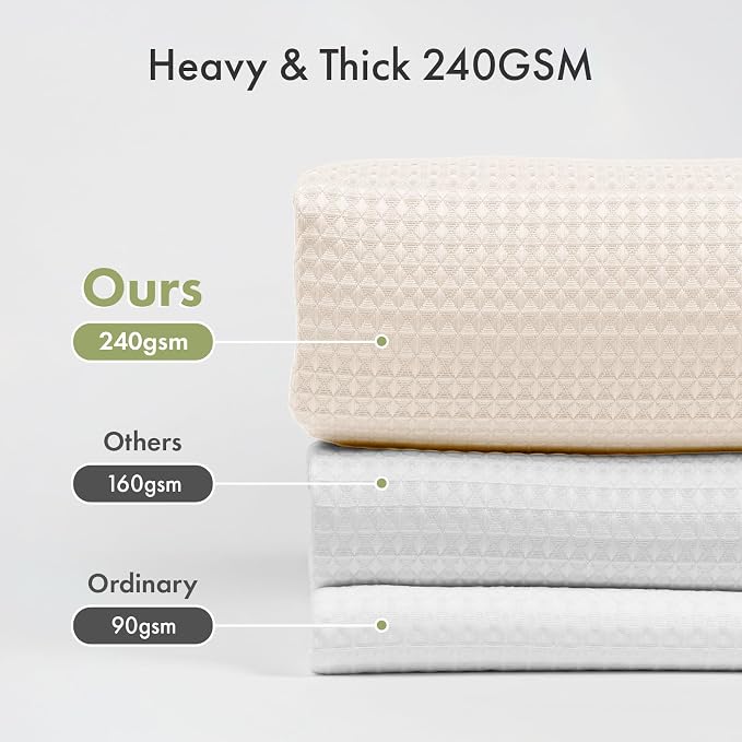 AmazerBath Cream Shower Curtain Waffle Textured, Beige Shower Curtain Fabric Thick Heavy Duty 240GSM Hotel Quality Bathroom Shower Curtains, 72 x 78 Inches