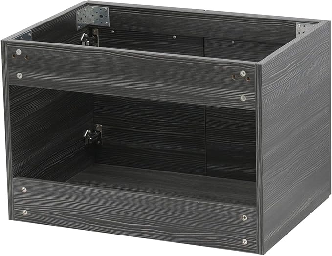 Wall Mount Floating Bathroom Vanity Sink Set. Dark Grey Vanity, White Integrated Sink Countertop - 35.25"
