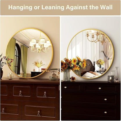 HARRITPURE Round Mirror 20 Gold Wall Mounted Circle Mirrors | Vanity Mirror with Aluminum Alloy Frame, Modern Decoration for Bathroom, Living Room, Vanity, Bedroom, Entryway
