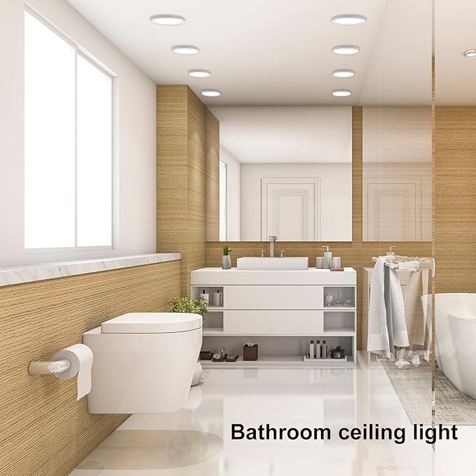 ETL Certified 7 inch Small LED Flush Mount Ceiling Light Dimmable,5000K Daylight Ultra Slim Round Flat Panel Ceiling Light Fixture,Modern Ceiling Lamp for Closet,Kitchen,Bathroom 6 Pack(White)