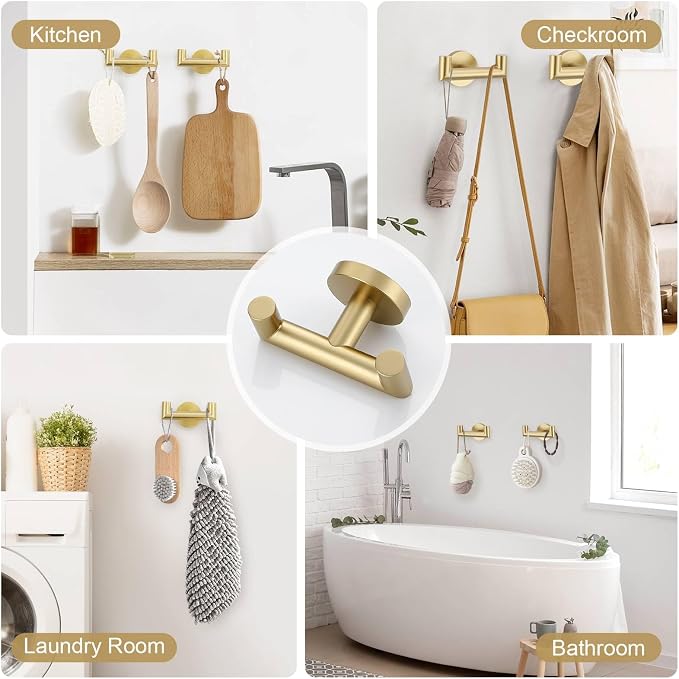 10-Piece Brushed Gold Towel Bar Set Bathroom Hardware Set Include 23.6in Towel Bar Toilet Paper Holder Towel Ring Upgraded Towel Hooks Towel Holder Set for Bathroom Stainless Steel Wall-Mounted