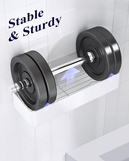 Kitsure Shower Caddy Adhesive, Stylish Shower Organizer, Large, White | 2 Pack Shower Shelf for Inside Shower, 100% Rustproof Metal Shelves, No-Drill Bathroom Organizers and Storage