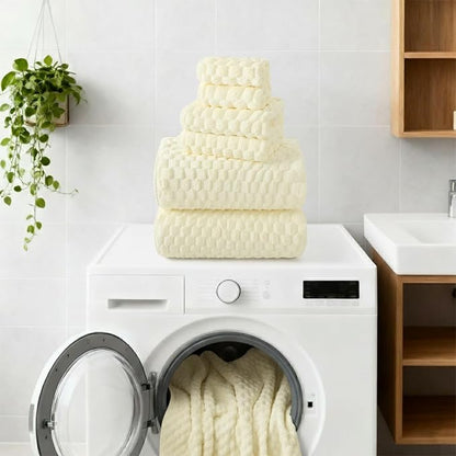 REDKISS Cream Microfiber Towels-35x70 Inches Oversized Bath Sheets, Extra Large Bath Towels Set, Super Soft Quick Dry Lint Free Absorbent Waffle Microfiber Shower Towels, 6 Pack