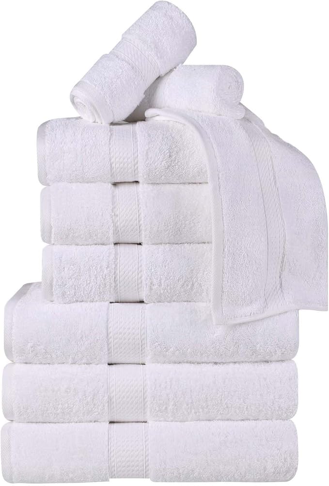 Superior Egyptian Cotton 800 GSM Plush & Absorbent, 9 Piece Set, White | Quick Dry, Soft Luxury Towel Set, Bath Essentials, Guest Bath, Spa, 3 Bath, 3 Hand, 3 Face Towel, Madeline Towels