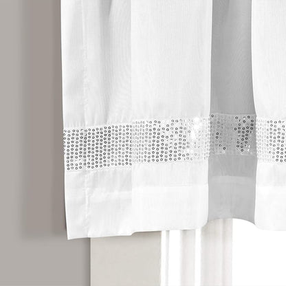 Lush Decor Night Sky Valance Curtain Single, 84"W x 18"L White & Silver - Extra Wide Curtains - Kitchen Curtains Valances For Windows - Bathroom Curtain