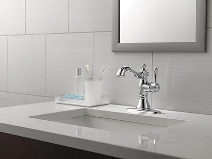 Delta Faucet Cassidy Single Hole Bathroom Faucet, Single Handle Bathroom Faucet Chrome, Bathroom Sink Faucet, Metal Drain Assembly, Chrome 597LF-MPU