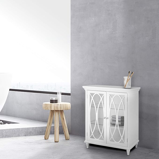 Teamson Home Florence 26 in. x 32 in. 2-Door Freestanding Wooden Floor Cabinet with Adjustable Shelves for Storage Solutions in Bathrooms, Kitchens, Laundry Rooms, Home Offices, White | Freestanding Wooden, Adjustable Shelves, For Bathrooms, Kitchens, ...