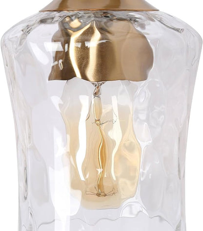 KSANA 28" Large Bathroom Vanity Lights, 4 Light Mid-Century Modern Vanity Light with Textured Glass Shade Black and Electroplated Brass Bathroom Light Fixtures for Hallway, Entryway