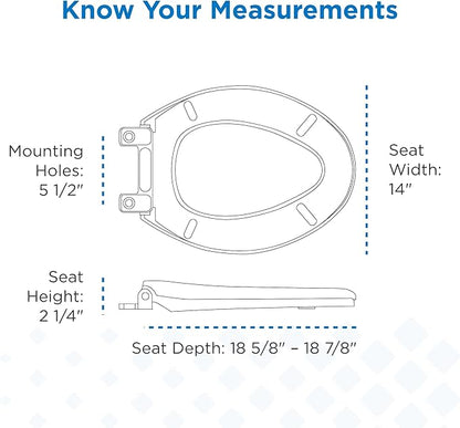 Gerber Elongated Toilet Seat with Cover, Standard Close, Quick & Easy Install, Heavy-Duty Plastic, Adjustable Fit for Standard Elongated Toilets, Durable & Fade-Resistant, White G0099216