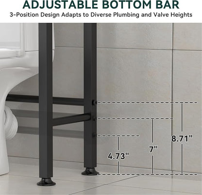 GloTika 4-Tier Over The Toilet Storage, Anti-Tilt, 69.3" H, Black Brown | Anti-Tilt Safety System, 150lb Capacity, Carbon Steel, Freestanding, Anti-Rust Coating, Paper Holder & 4 Hooks