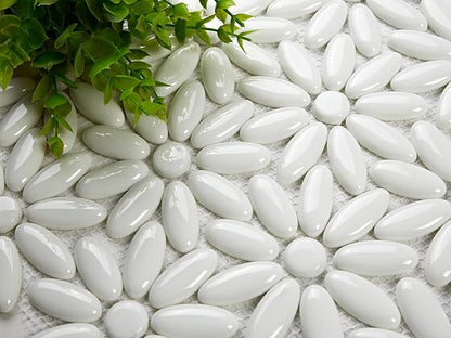 5 Sheets White Flowers Mosaic Wall and Floor Tiles for Bathroom and Kitchen 12.2 * 12.6 Inches 1.07 sq.ft
