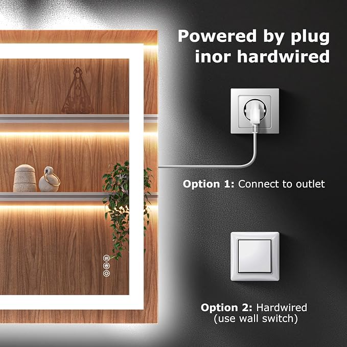 Hivone 28"X32" LED Bathroom Mirror with Lights, Anti-Fog, Dimmable, Backlit + Front Lit, Smart Bathroom Vanity Mirror, Memory Function, Shatterproof, Tempered Glass (Horizontal/Vertical)