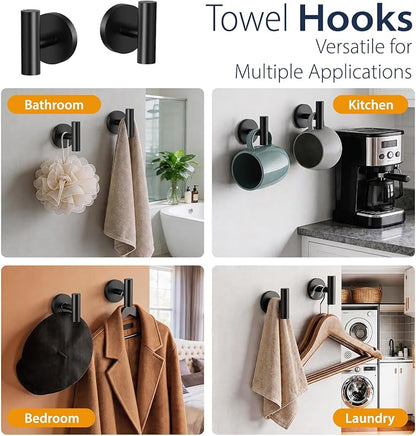 5-Piece Matte Black Bathroom Towel Bar Set,24" Bathroom Hardware Kit | Total 26 Inch Towel Racks for Bathroom Wall Mounted,SUS304 Stainless Steel Towel Bar for Bathroom, Kitchen, Laundry