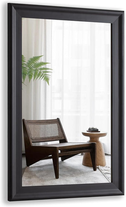Black Wall Mirror for Bathroom,Rectangle Rustic Large 30 x 48 inch Mirrors | Hanging Vanity Mirror with Wood Grain Finish for Living Room,Bedroom,Entryway