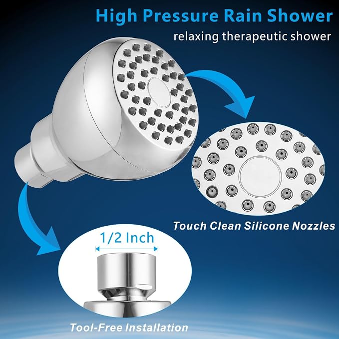 10 Pack High Pressure Shower Head - Powerful Bathroom Pressure Boosting Showerhead - Perfect Universal Replacement for Rain Shower Heads(Chrome)