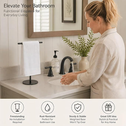 Songtec Hand Towel Holder Stand for Bathroom, Fingertip Towel Rack, Rust-Proof Accessories Jewelry Stand - Black