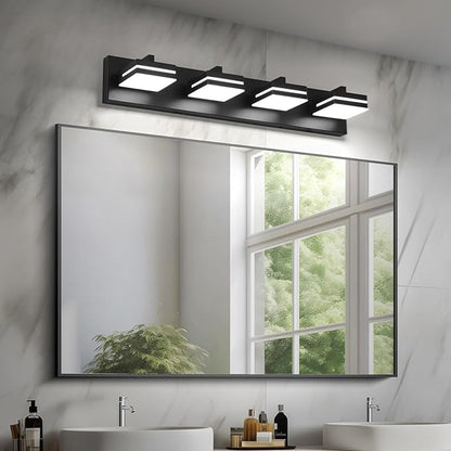 Joossnwell Bathroom Vanity Light (4-Light, 26.77-Inch) Black Bathroom Light Fixtures Over Mirror Led Modern Vanity Lighting Bath Lights (Cool White 5500K)