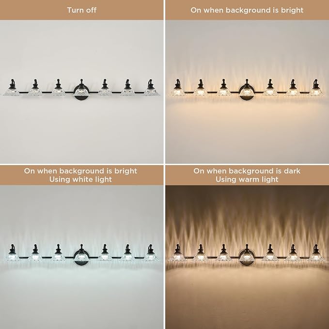 XIEDUN Black 7 Light Vanity Light Bathroom Light Fixtures