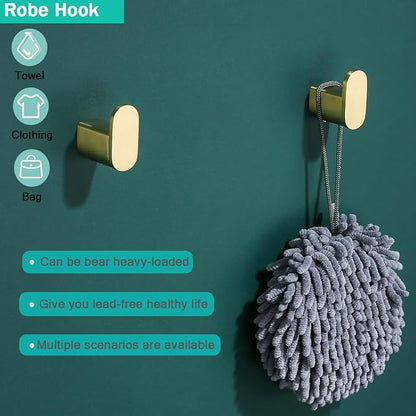 Brushed Gold Bathroom Hardware Set 4 Pieces,18 Inch Stainless Steel Towel Rack Kit,Towel Rod Coat Hook and Toilet Paper Holder Wall Mounted Bathroom Towel Bar Set