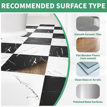 30-Pack 30 Sq.Ft Peel and Stick Floor Tiles Vinyl Matte Pattern Flooring, 12” x 12” Self Adhesive Vinyl Flooring DIY for Kitchen, Bathroom, Laundry, Black&White Marble