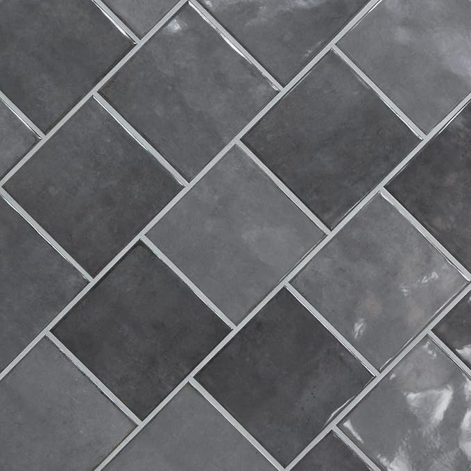 MSI Renzo Storm 5 in. x 5 in. Glossy Ceramic Square Wall Tile for Bathroom, Kitchen Backsplash, Accent Wall, and Shower