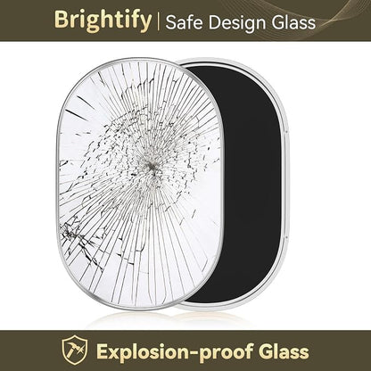 Brightify Silver Oval Mirror for Bathroom 20x36 Inch, Metal Framed Vanity Silver Mirrors, Modern Pill Shape Mirror for Bedroom Living Room Wall Decorative Hang Vertical and Horizontal