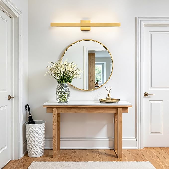 Modern Bathroom Light Fixtures Over Mirror 32 Inch Gold Bathroom Vanity Light with Up & Down Lighting 26W Dimmable 5CCT LED Vanity Lighting Fixture Bar for Restroom Mirror Cabinet