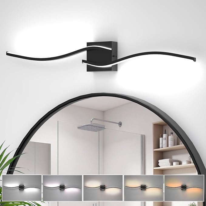 LED Bathroom Vanity Light Dimmable 5CCT 40in, Matte Black | 2700K-6500K Selectable, CRI>80, Rust-Proof Metal & Acrylic, ETL Certified, For Bathroom Mirrors, Washrooms, Vanity Areas