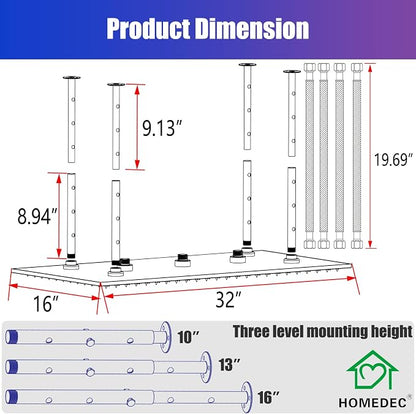 2-Functions Luxury High Pressure Rain Shower Head, 16"x32" Large Ceiling Full Body Shower Head with Silicone Nozzles Rectangle Mist Showerhead, Brushed Nickel Finish