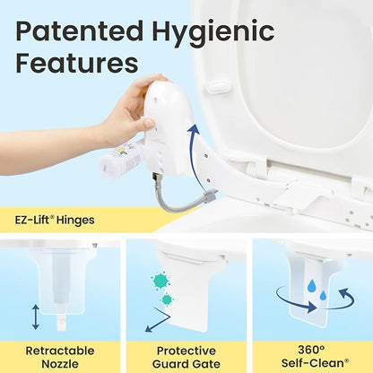 LUXE Bidet WHIFT 120 Bidet - Deodorizing EZ-Lift Bidet Attachment, Chrome | Non-Electric, Built-In Deodorizing Spray, Cold Water, Lemon Refill Included, Patented Easy Slide-In Install, Rear Wash