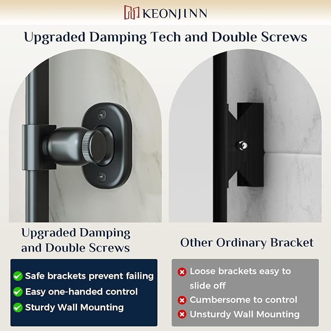 Keonjinn 20x30 Inch Black Povit Mirror for Bathroom, Tilt Mirror, Beveled | Tenmpered Glass, Rectangle, Adjustable Bathroom Mirrors for Over Sink, Farmhouse, Metal Framed, Horizontal/Vertical