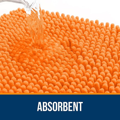 OLANLY Large Bathroom Rugs 59x35, Extra Soft Absorbent Chenille Bath Rugs | Orange, Quick-Drying Rubber Backing, Machine Washable Bath Mat for Bathroom Floor, Tub and Shower, Home Decor Accessories